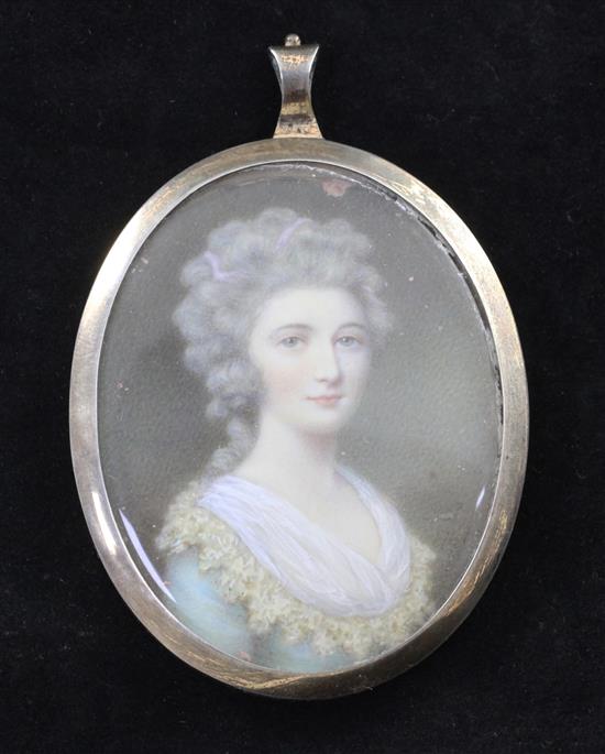 After John Smart Miniature of Elizabeth, Duchess of Hamilton, 2.25 x 1.75in.